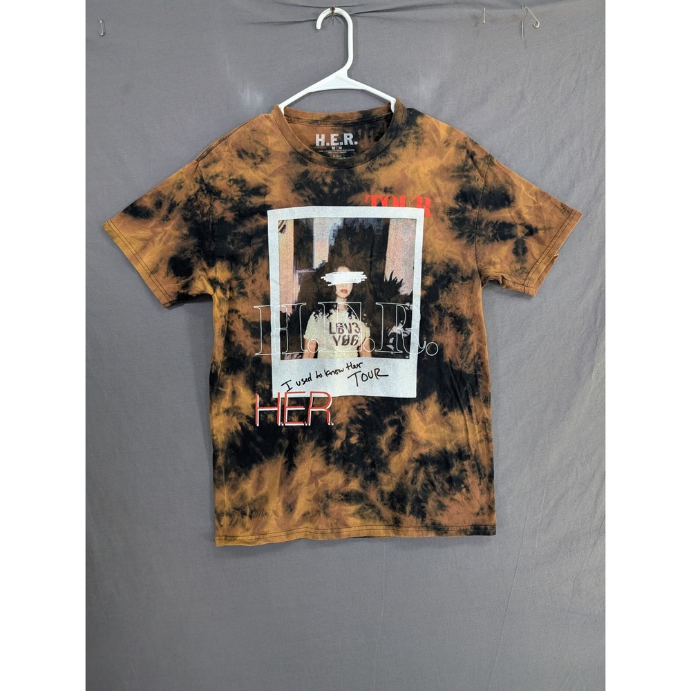 H.E.R. I Used To Know Her Tour Tie Dye Graphic T-Shirt Medium Brown Black
